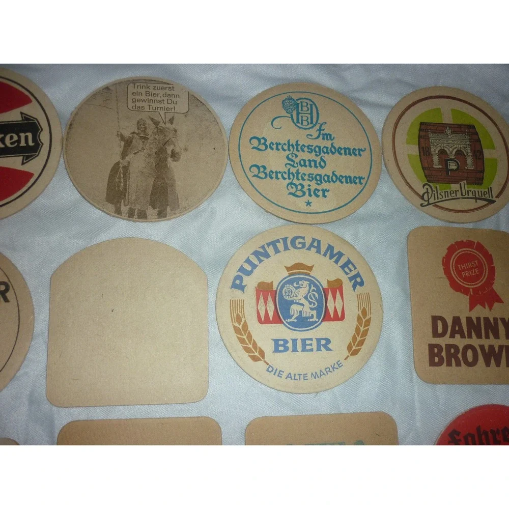 Vintage German Beer Coaster Lot 25pc Heineken Hofbrauhaus Spaten Bar